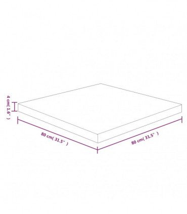 Square Table Top Dark Brown 80x80x4cm Treated Solid Wood Oak