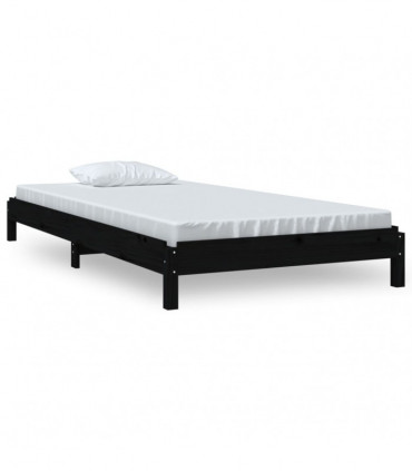 Stack Bed Black 75x190 cm Solid Wood Pine