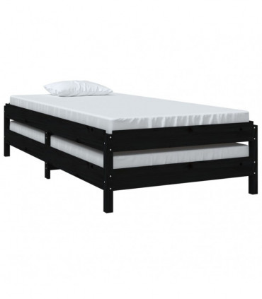 Stack Bed Black 75x190 cm Solid Wood Pine