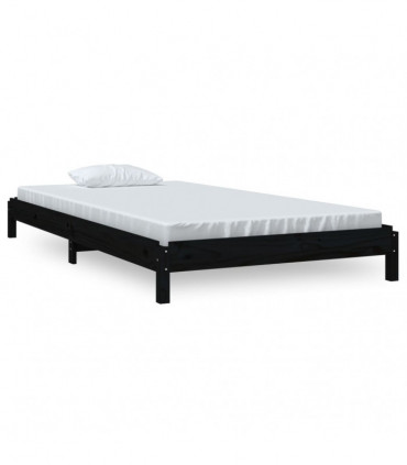 Stack Bed Black 90x200 cm Solid Wood Pine