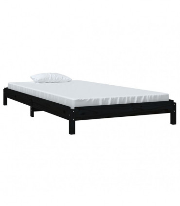 Stack Bed Black 90x200 cm Solid Wood Pine