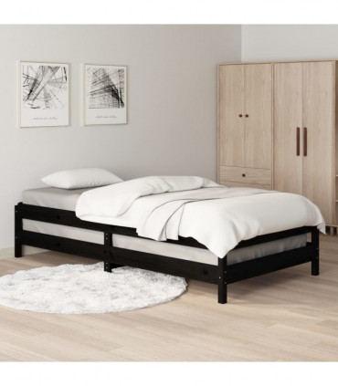 Stack Bed Black 90x200 cm Solid Wood Pine