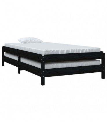 Stack Bed Black 90x200 cm Solid Wood Pine