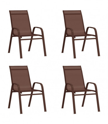 Stackable Garden Chairs 4 pcs Brown Textilene Fabric