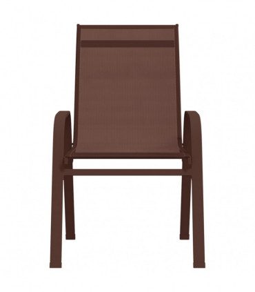 Stackable Garden Chairs 4 pcs Brown Textilene Fabric