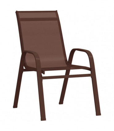 Stackable Garden Chairs 4 pcs Brown Textilene Fabric