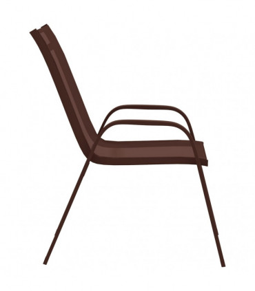 Stackable Garden Chairs 4 pcs Brown Textilene Fabric