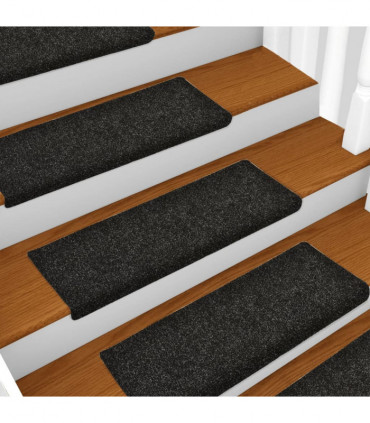 Stair Mats 10 pcs Black 65x25 cm Needle Punch