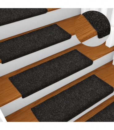 Stair Mats 15 pcs Needle Punch 65x25 cm Black