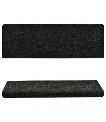 Stair Mats 15 pcs Needle Punch 65x25 cm Black