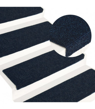 Stair Mats 15 pcs Needle Punch 65x25 cm Blue