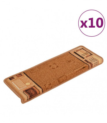 Stair Mats Self-adhesive 10 pcs 65x25 cm Beige