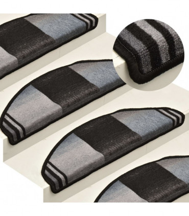 Stair Mats Self-adhesive 10 pcs 65x25 cm Black and Grey