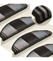 Stair Mats Self-adhesive 10 pcs 65x25 cm Black and Grey