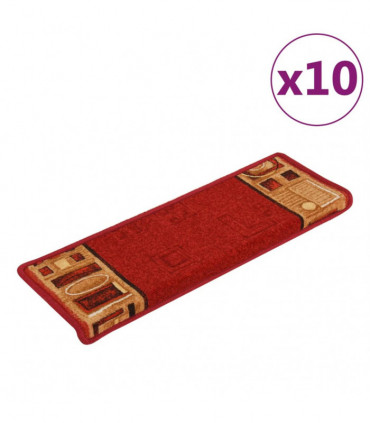 Stair Mats Self-adhesive 10 pcs 65x25 cm Red