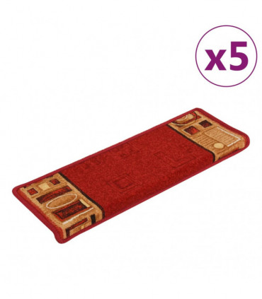 Stair Mats Self-adhesive 5 pcs 65x25 cm Red