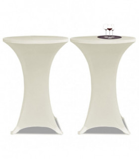 Standing Table Cover Ø60cm Cream Stretch 2 pcs