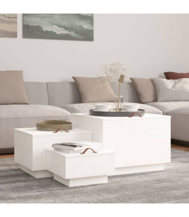 Storage Boxes with Lids 3 pcs White Solid Wood Pine
