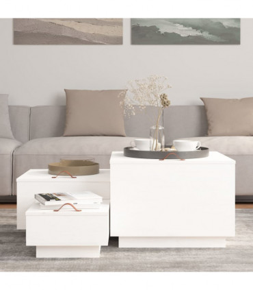 Storage Boxes with Lids 3 pcs White Solid Wood Pine