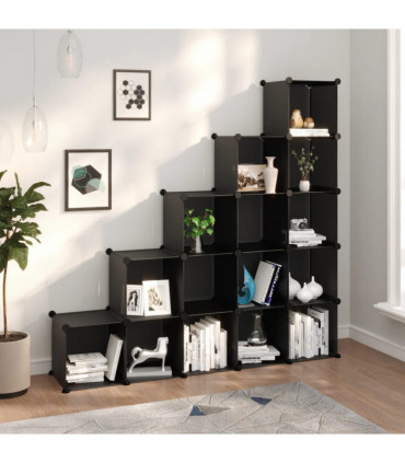 Storage Cube Organiser with 15 Cubes Black PP