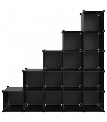 Storage Cube Organiser with 15 Cubes Black PP