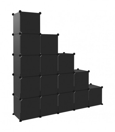 Storage Cube Organiser with 15 Cubes Black PP
