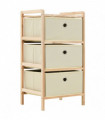 Storage Rack with 3 Nonwoven Baskets Cedar Wood Beige