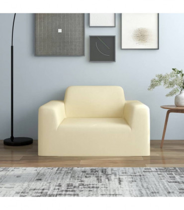 Stretch Couch Slipcover Cream Polyester Jersey