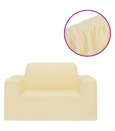 Stretch Couch Slipcover Cream Polyester Jersey