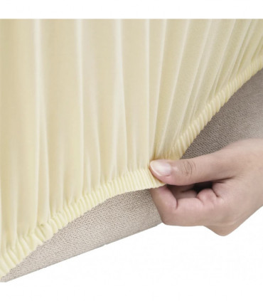 Stretch Couch Slipcover Cream Polyester Jersey