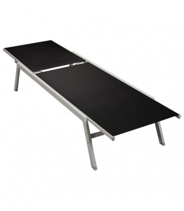 Sun Lounger Steel and Textilene Black