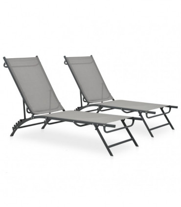 Sun Loungers 2 pcs Textilene and Steel