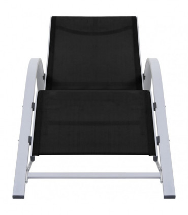 Sun Loungers 2 pcs with Table Aluminium Black