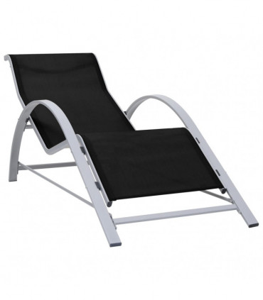Sun Loungers 2 pcs with Table Aluminium Black