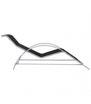 Sun Loungers 2 pcs with Table Aluminium Black