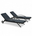 Sun Loungers with Table Poly Rattan Anthracite