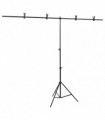 T-Shape Background Stand Black 201x60x(70-200) cm
