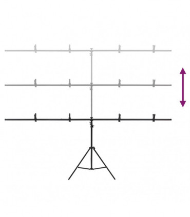 T-Shape Background Stand Black 201x60x(70-200) cm