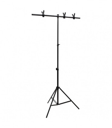 T-Shape Background Stand Black 91x60x(70-200) cm