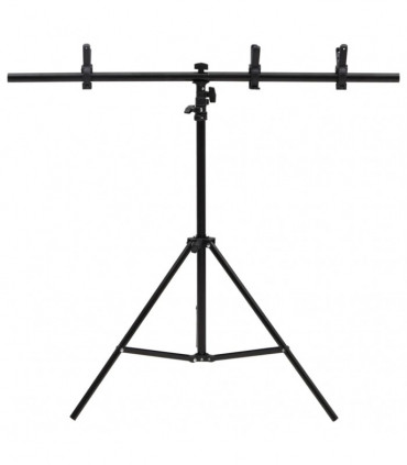 T-Shape Background Stand Black 91x60x(70-200) cm