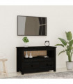 TV Cabinet Black 79x35x52 cm Solid Wood Pine