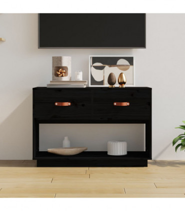 TV Cabinet Black 90x40x60 cm Solid Wood Pine