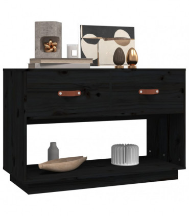 TV Cabinet Black 90x40x60 cm Solid Wood Pine