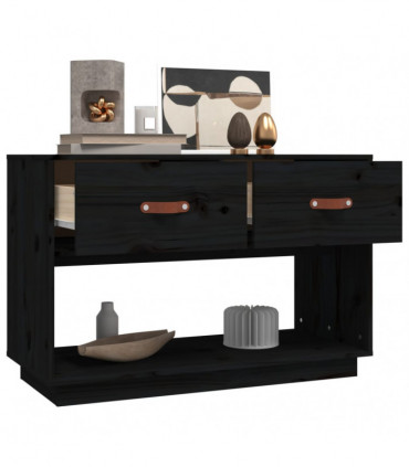 TV Cabinet Black 90x40x60 cm Solid Wood Pine