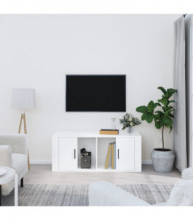 TV Cabinet High Gloss White 100x35x40 cm Engineered Wood