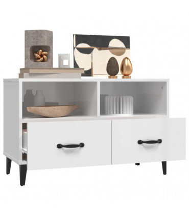 TV Cabinet High Gloss White 80x36x50 cm Engineered Wood
