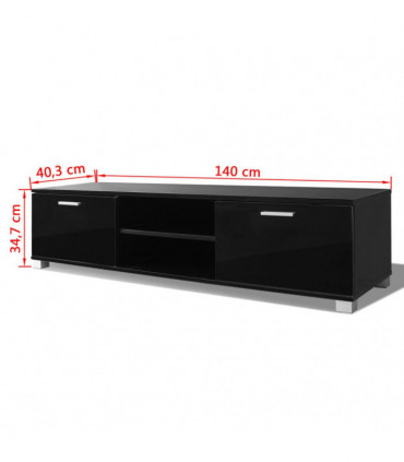 TV Cabinet High-Gloss Black 140x40.3x34.7 cm