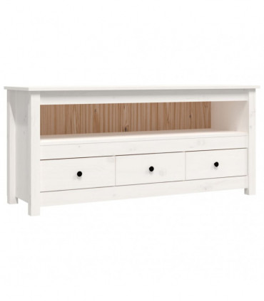 TV Cabinet White 114x35x52 cm Solid Wood Pine