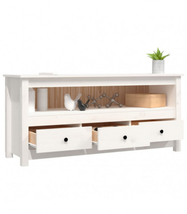 TV Cabinet White 114x35x52 cm Solid Wood Pine