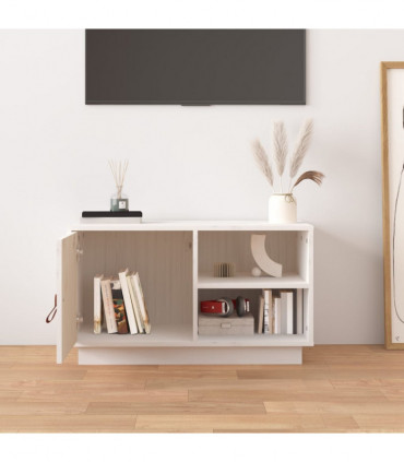 TV Cabinet White 70x34x40 cm Solid Wood Pine